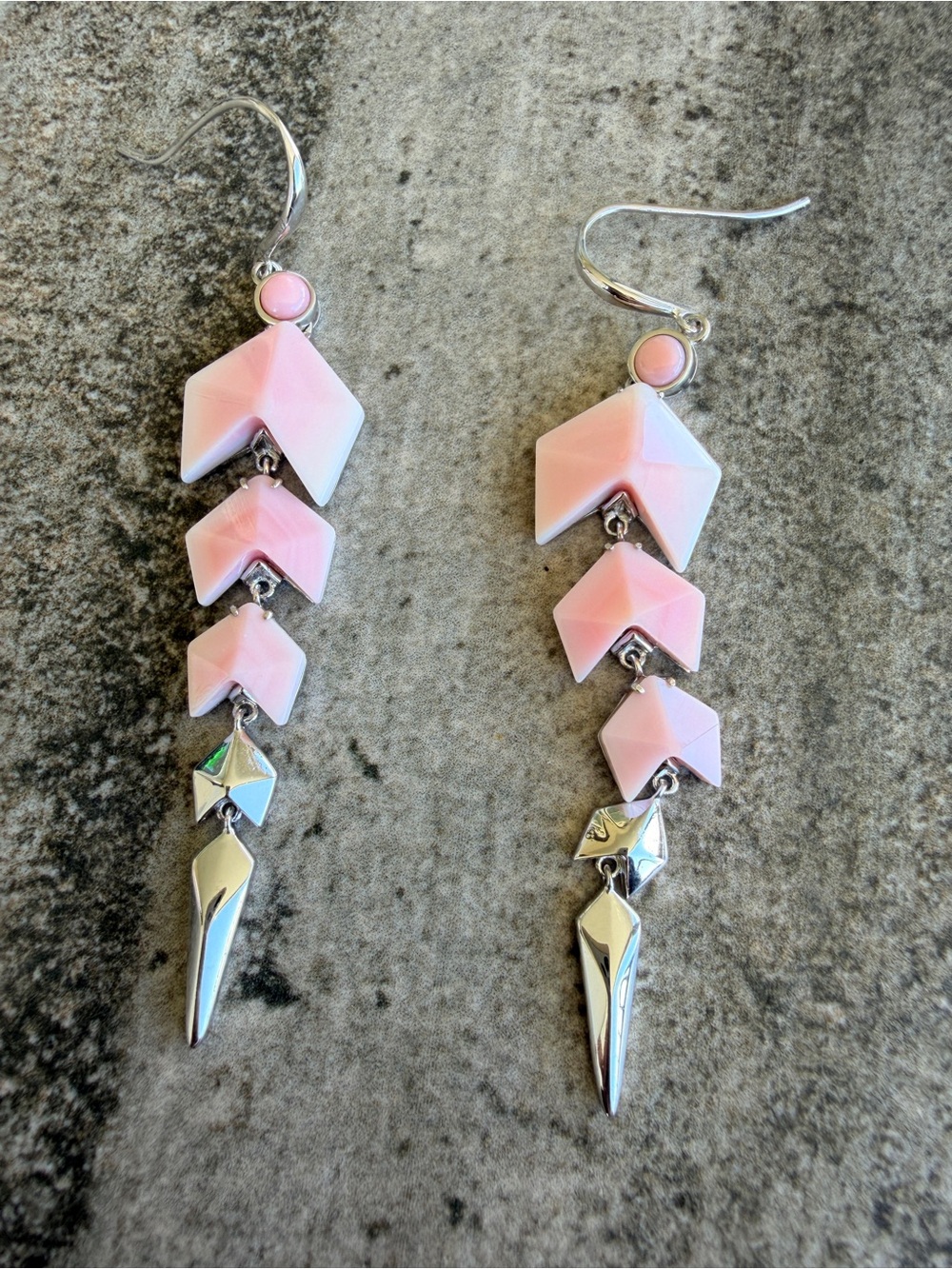 Pink Conch Geometric Drop Earrings